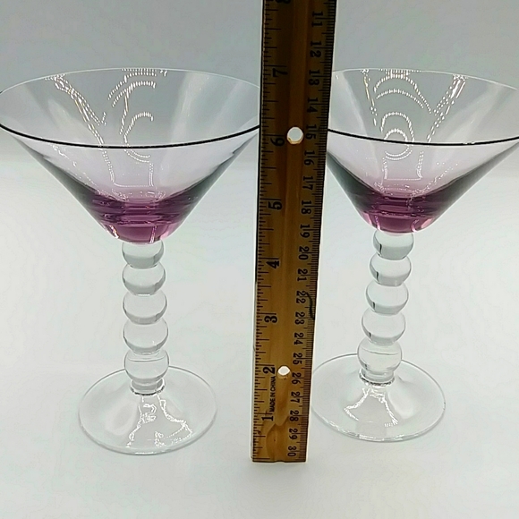 👾HP! COPY- 2 Purple Martini Glasses with beaded stems. - Picture 7 of 9